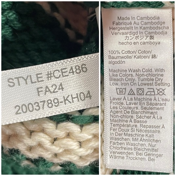 J Crew Heritage Cotton Rollneck Sweater; Green & White Stripes - Womens XL - Picture 16 of 16